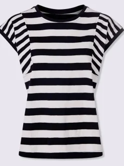T-shirt à rayures avec encolure ronde et manches courtes