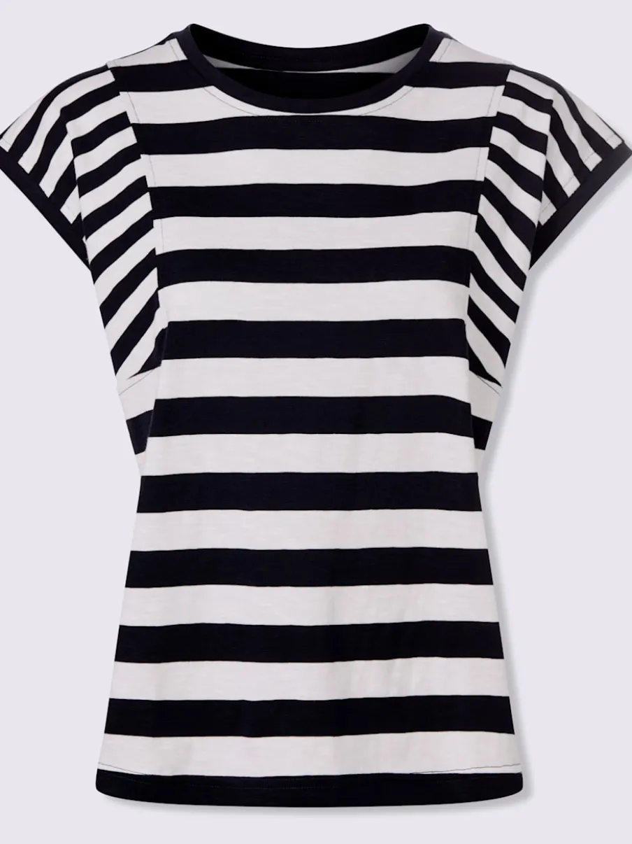 T-shirt à rayures avec encolure ronde et manches courtes