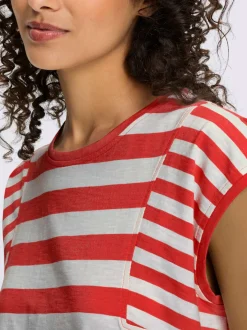 T-shirt à rayures avec encolure ronde et manches courtes