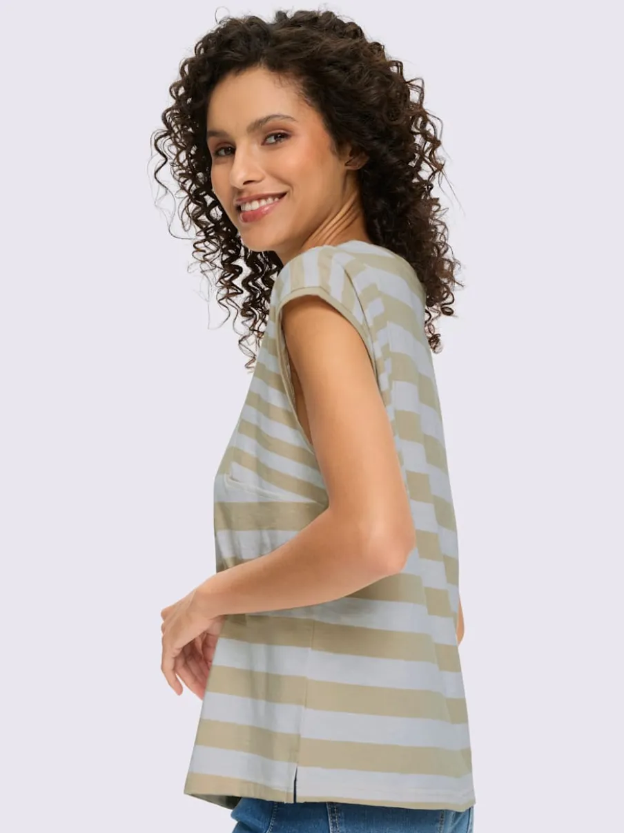 T-shirt à rayures avec encolure ronde et manches courtes