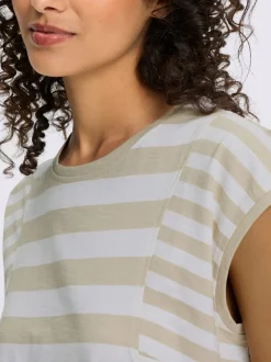 T-shirt à rayures avec encolure ronde et manches courtes