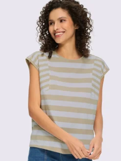 T-shirt à rayures avec encolure ronde et manches courtes