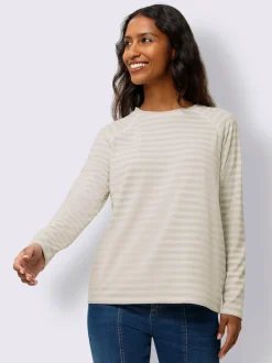 T-shirt à rayures avec manches raglan et col rond
