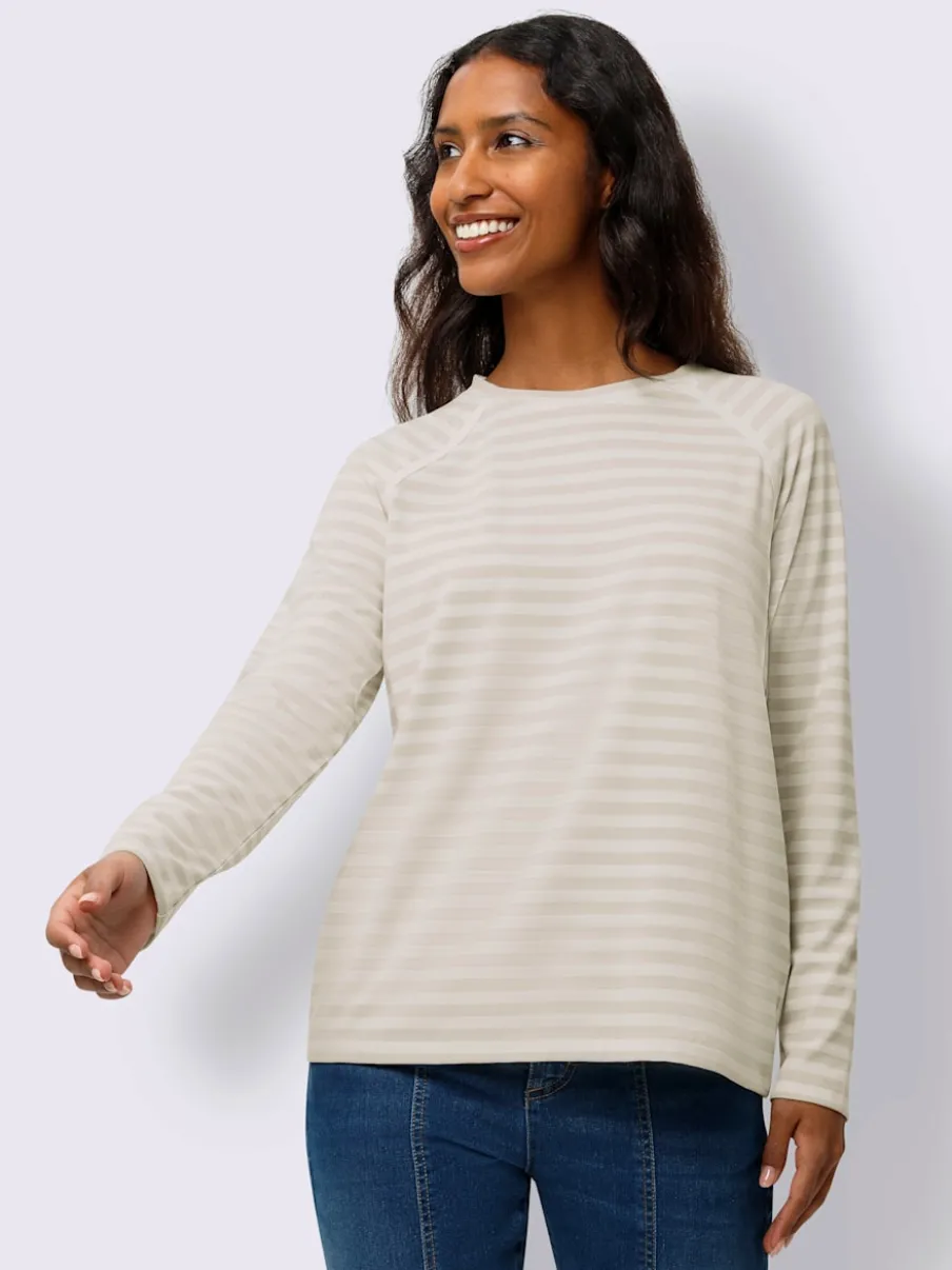 T-shirt à rayures avec manches raglan et col rond