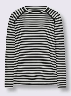 T-shirt à rayures avec manches raglan et col rond