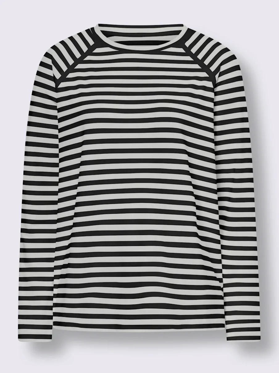T-shirt à rayures avec manches raglan et col rond