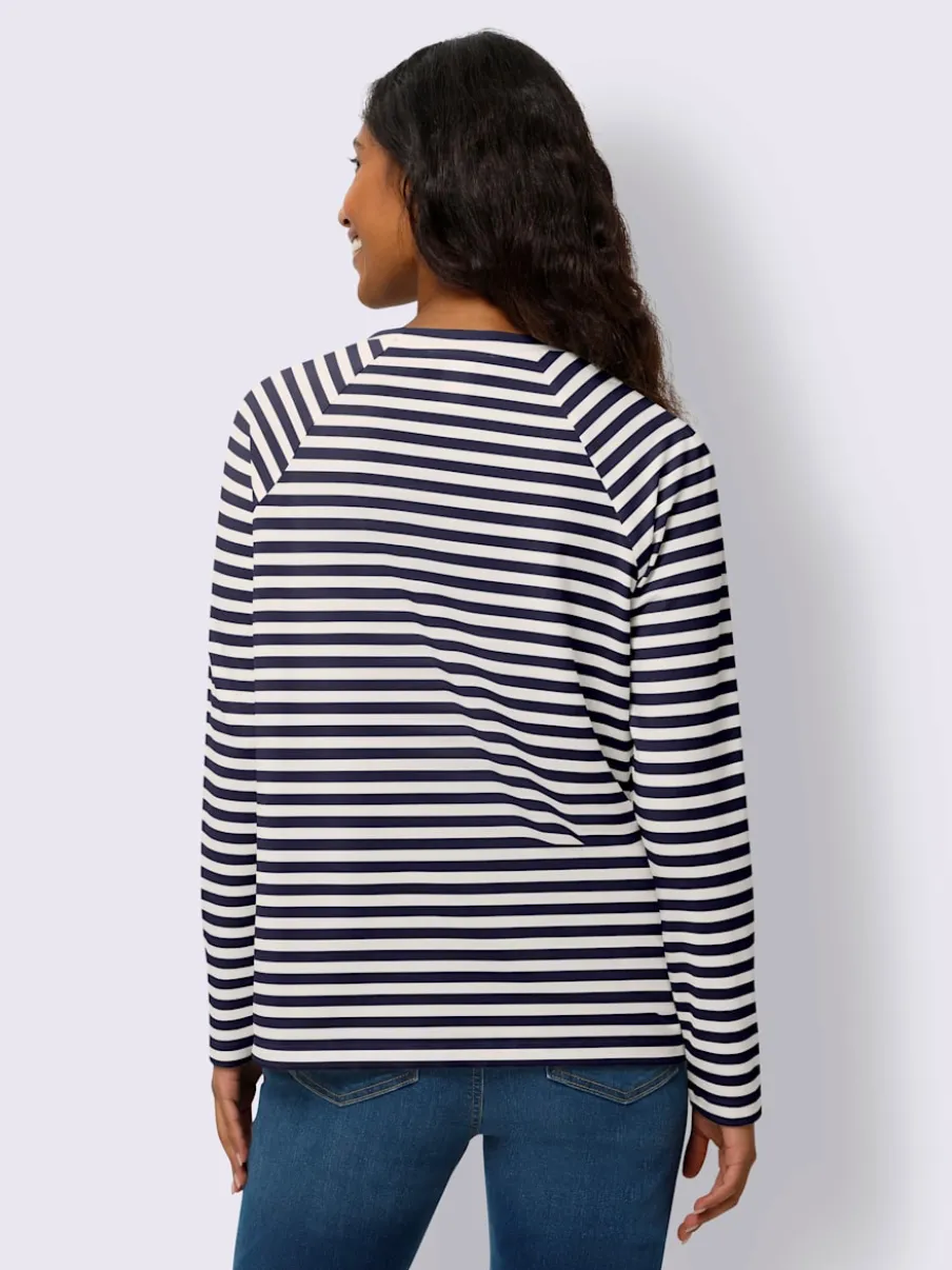 T-shirt à rayures avec manches raglan et col rond