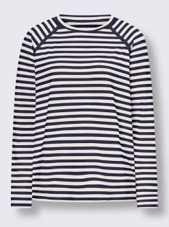 T-shirt à rayures avec manches raglan et col rond