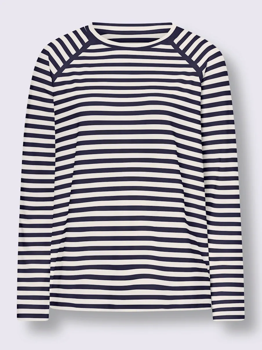 T-shirt à rayures avec manches raglan et col rond