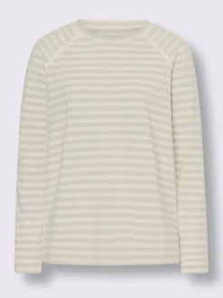 T-shirt à rayures avec manches raglan et col rond