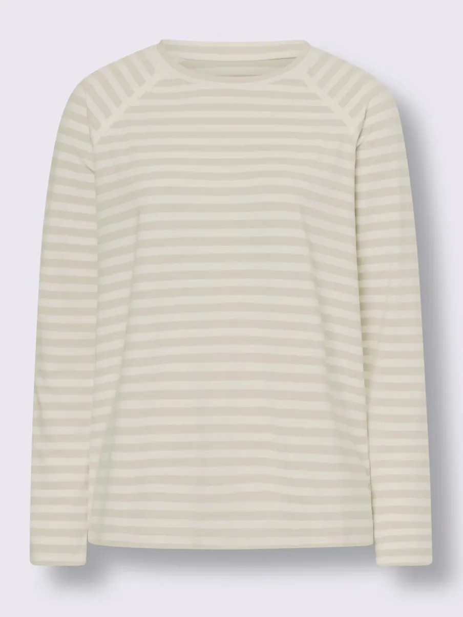 T-shirt à rayures avec manches raglan et col rond