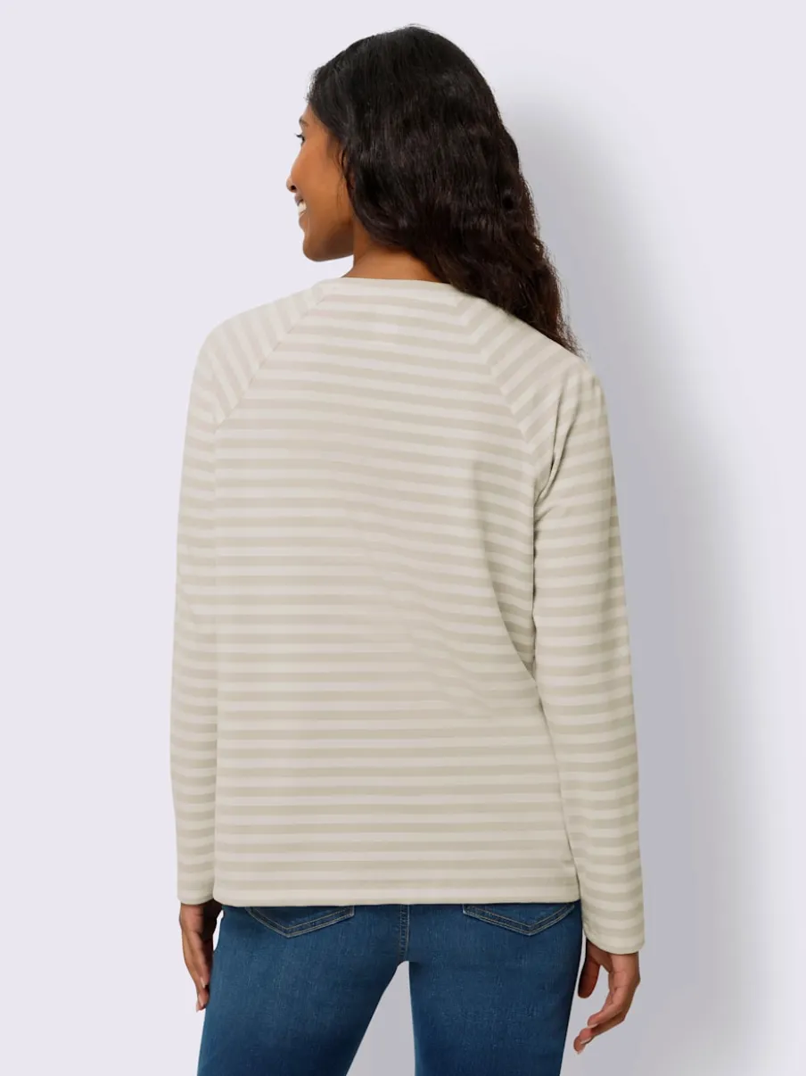 T-shirt à rayures avec manches raglan et col rond