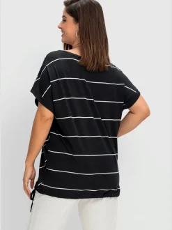 T-shirt à rayures encolure en v affinante