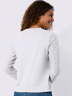 T-shirts avec dentelle aux manches et encolure ronde