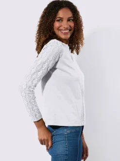 T-shirts avec dentelle aux manches et encolure ronde