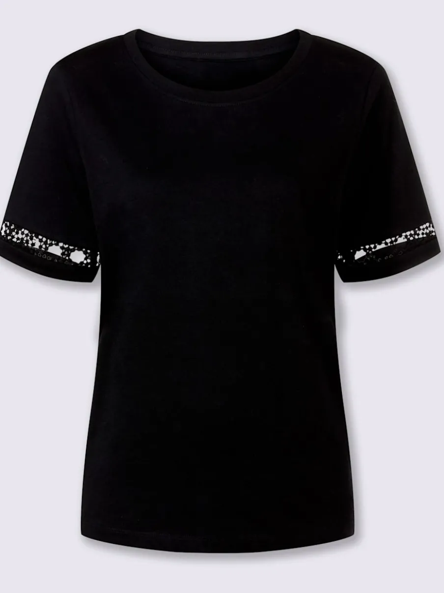 T-shirts avec dentelle crochetée sur manches courtes