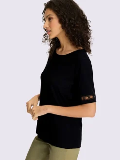 T-shirts avec dentelle crochetée sur manches courtes
