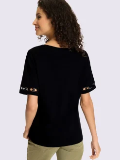 T-shirts avec dentelle crochetée sur manches courtes