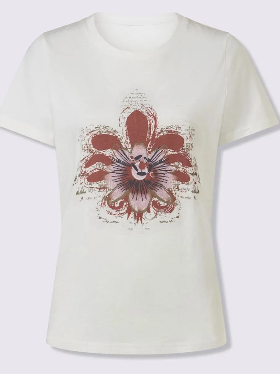 T-shirts avec imprimé floral encolure ronde manches courtes