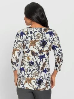 T-shirts avec motif floral coupe avantageuse manches 3/4