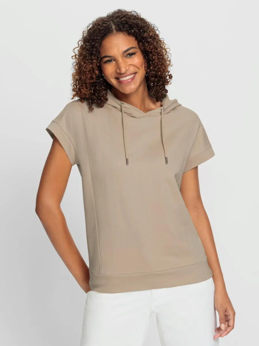 T-shirts à capuche avec mancherons en coton décontractés