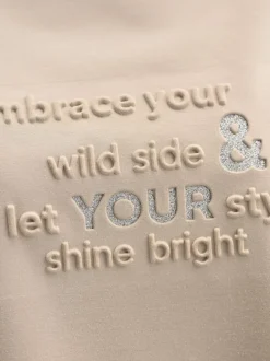 T-shirts à col montant avec inscription et détails brillants