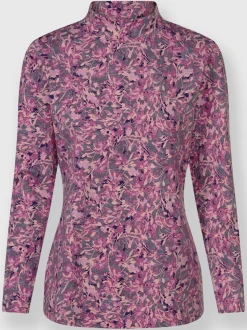 T-shirts à col montant avec motif floral en coton