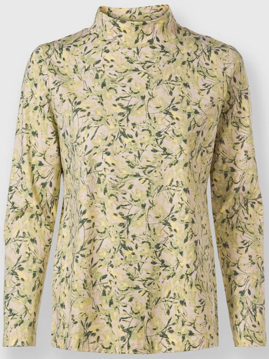 T-shirts à col montant avec motif floral en coton