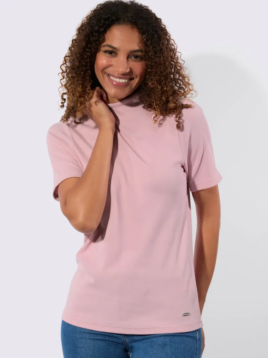 T-shirts à col montant manches courtes certifiés coton GOTS