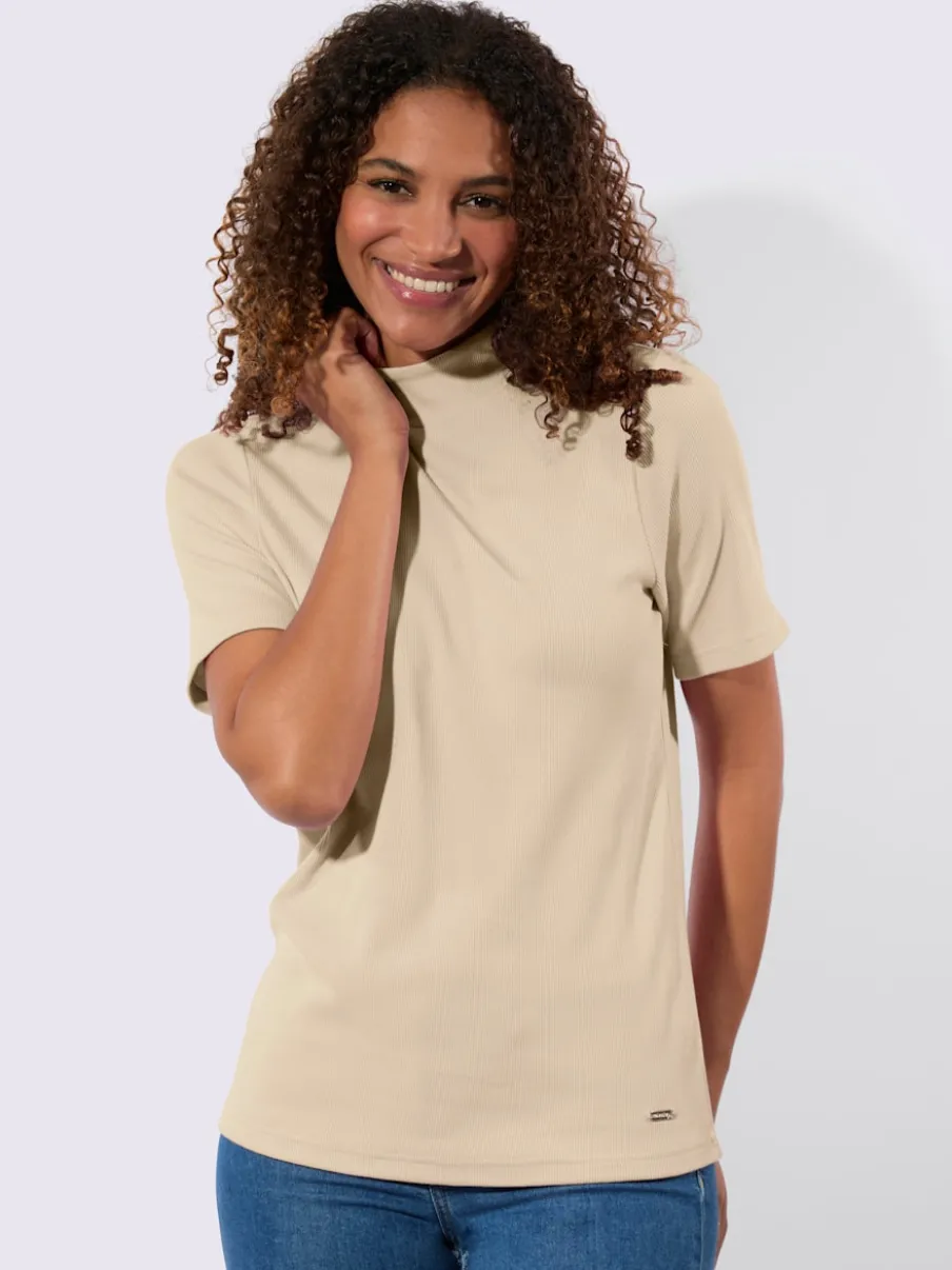 T-shirts à col montant manches courtes certifiés coton GOTS