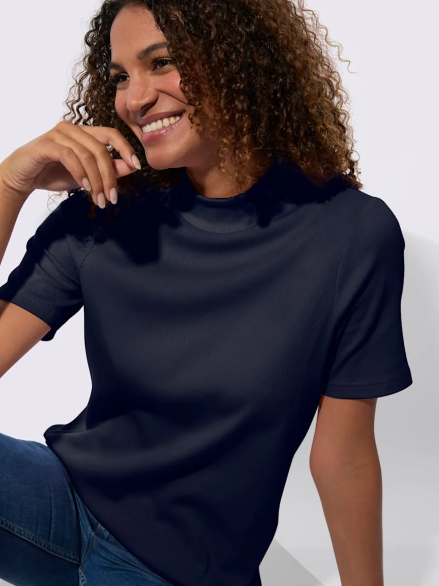 T-shirts à col montant manches courtes certifiés coton GOTS