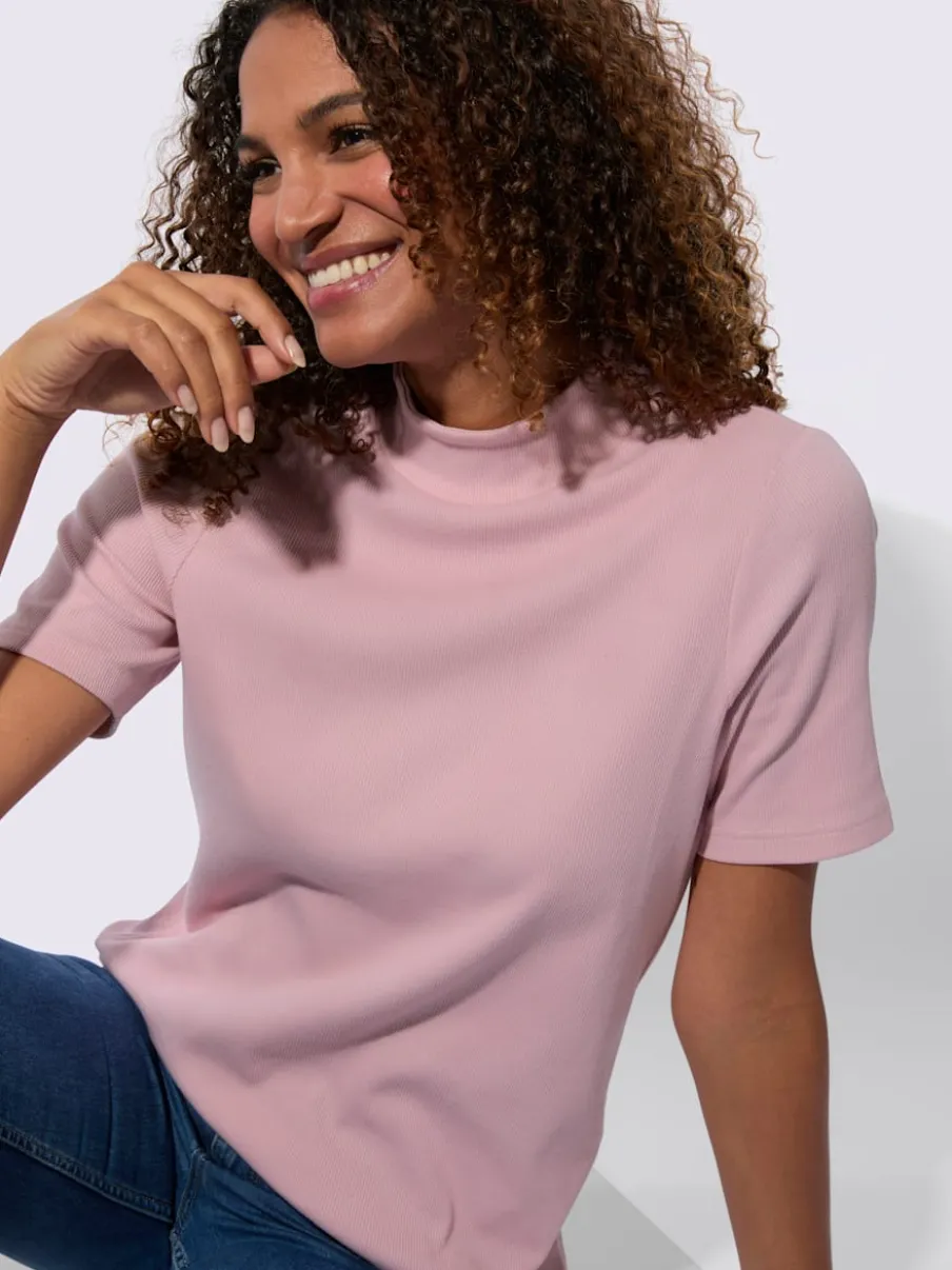 T-shirts à col montant manches courtes certifiés coton GOTS