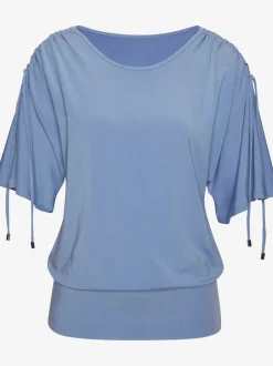 T-shirts à col rond froncé avec manches réglables