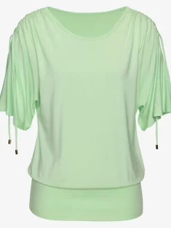 T-shirts à col rond froncé avec manches réglables