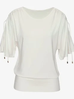 T-shirts à col rond froncé avec manches réglables