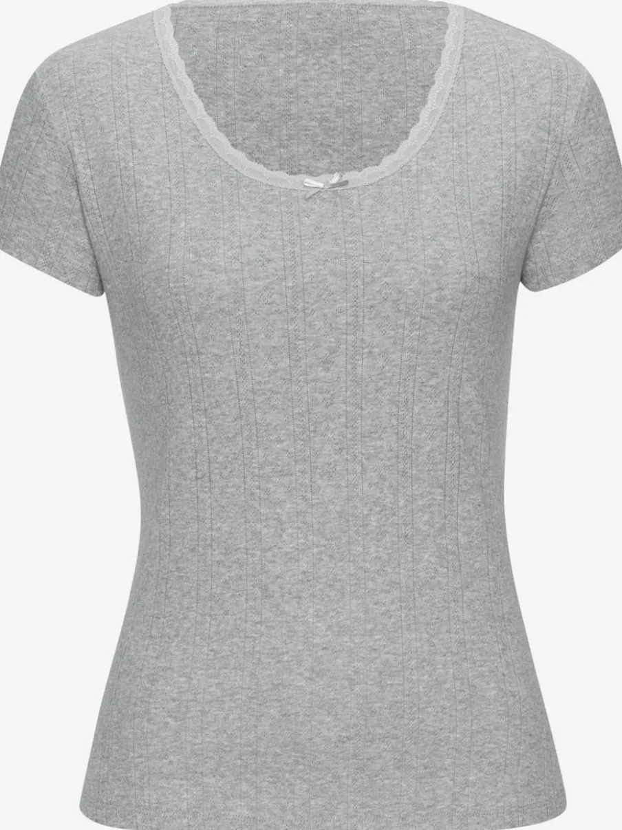 T-shirts à col rond manches courtes coton doux et ajouré