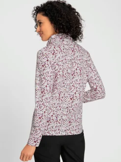 T-shirts à col roulé floral avec manches longues doux