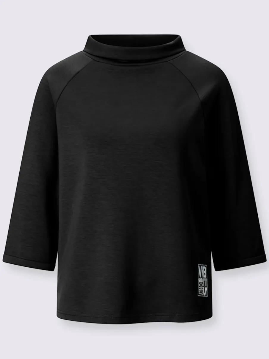 T-shirts col roulé manches 3/4 motif imprimé argent
