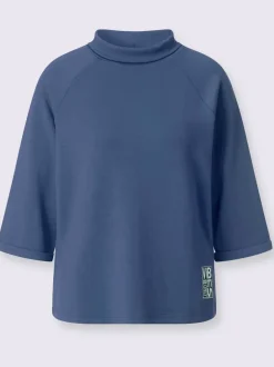 T-shirts col roulé manches 3/4 motif imprimé argent