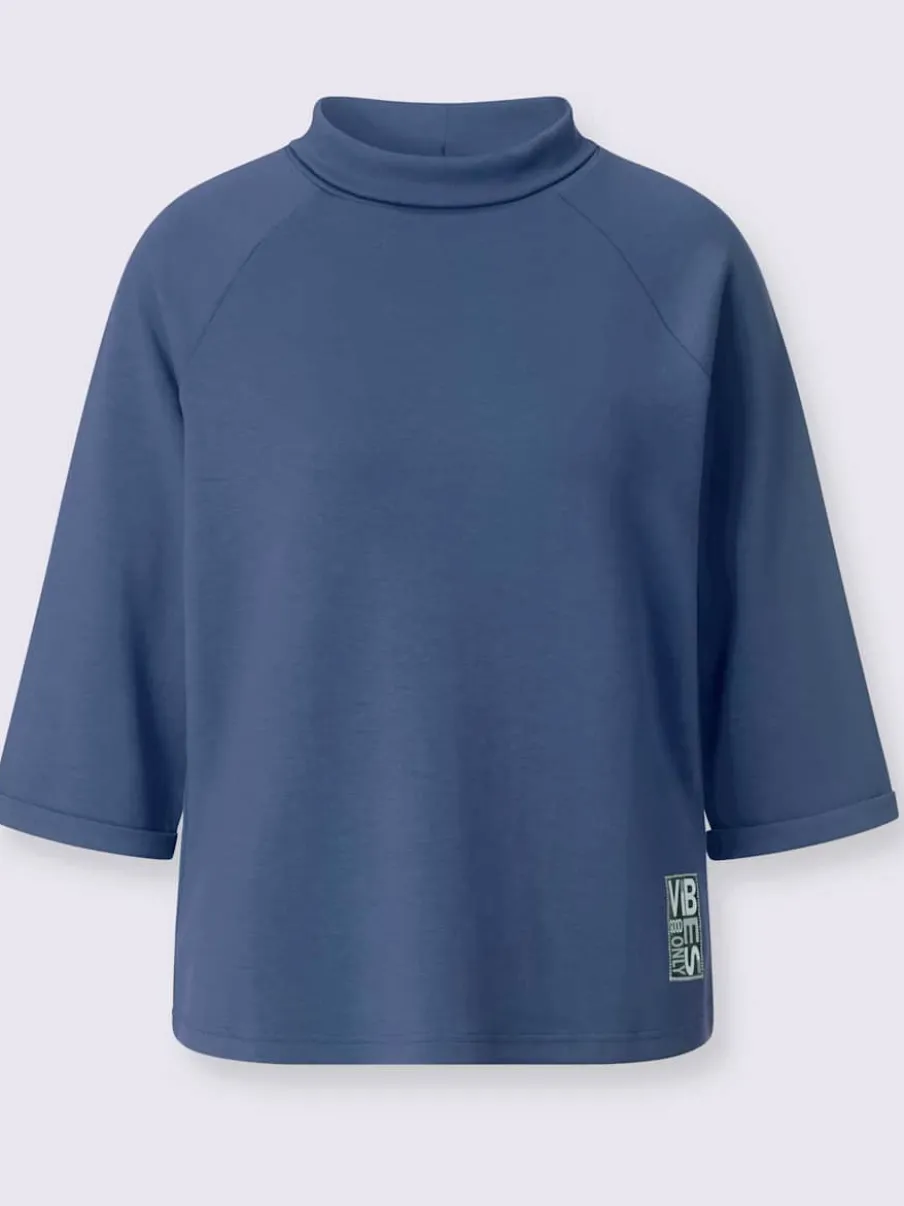 T-shirts col roulé manches 3/4 motif imprimé argent