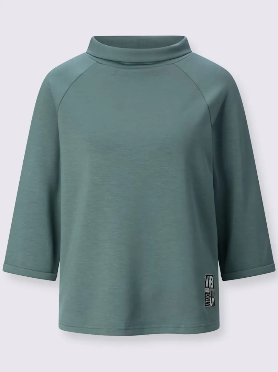 T-shirts col roulé manches 3/4 motif imprimé argent