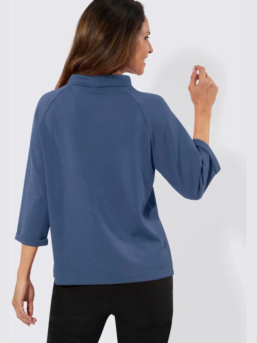 T-shirts col roulé manches 3/4 motif imprimé argent