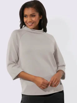 T-shirts col roulé manches 3/4 motif imprimé argent