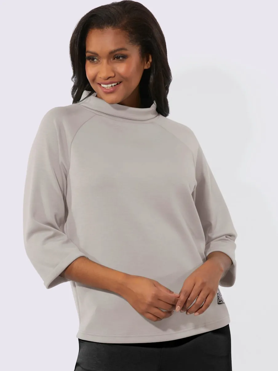 T-shirts col roulé manches 3/4 motif imprimé argent