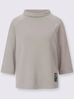 T-shirts col roulé manches 3/4 motif imprimé argent