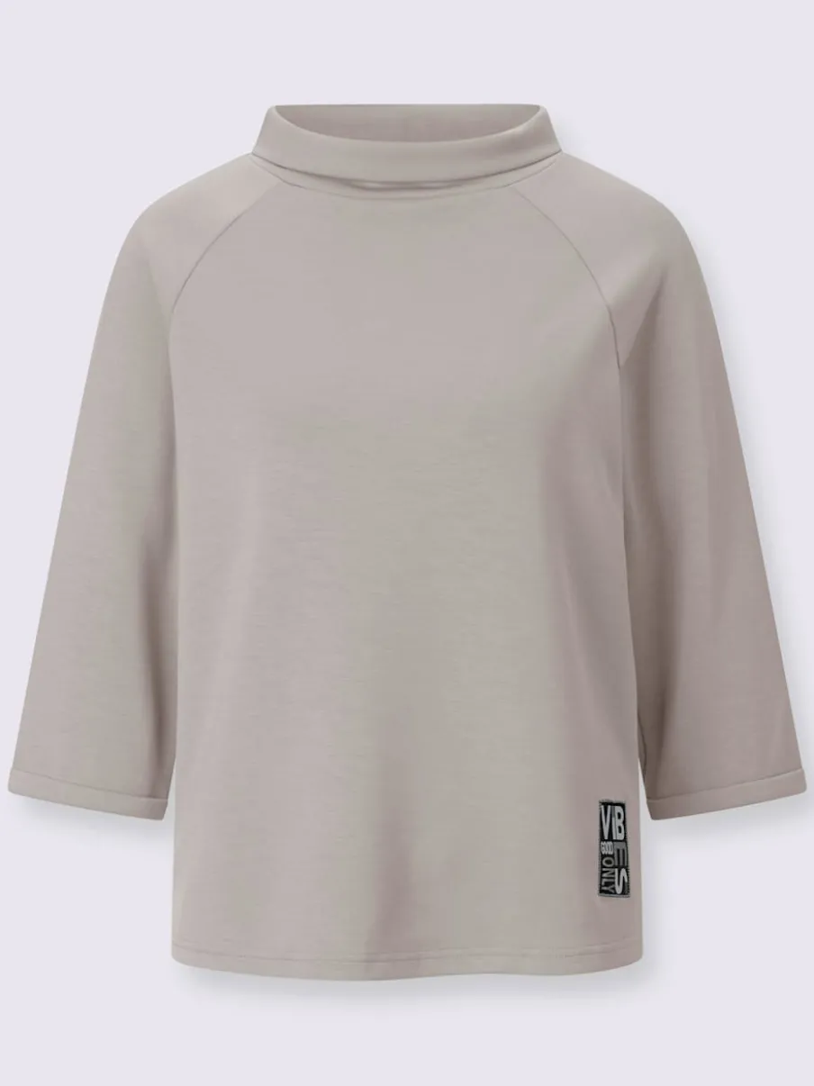 T-shirts col roulé manches 3/4 motif imprimé argent