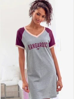 T-shirts de nuit avec manches raglan et inscription imprimée