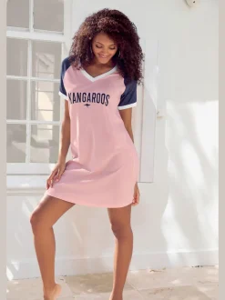 T-shirts de nuit avec manches raglan et inscription imprimée