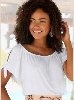 T-shirts encolure arrondie avec liens nouables aux manches