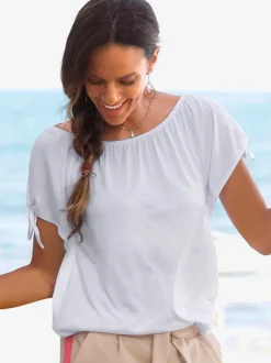 T-shirts encolure arrondie avec liens nouables aux manches